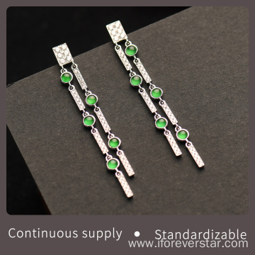 Nice Green Color Icy Jadeite Drops Earrings Jewelry